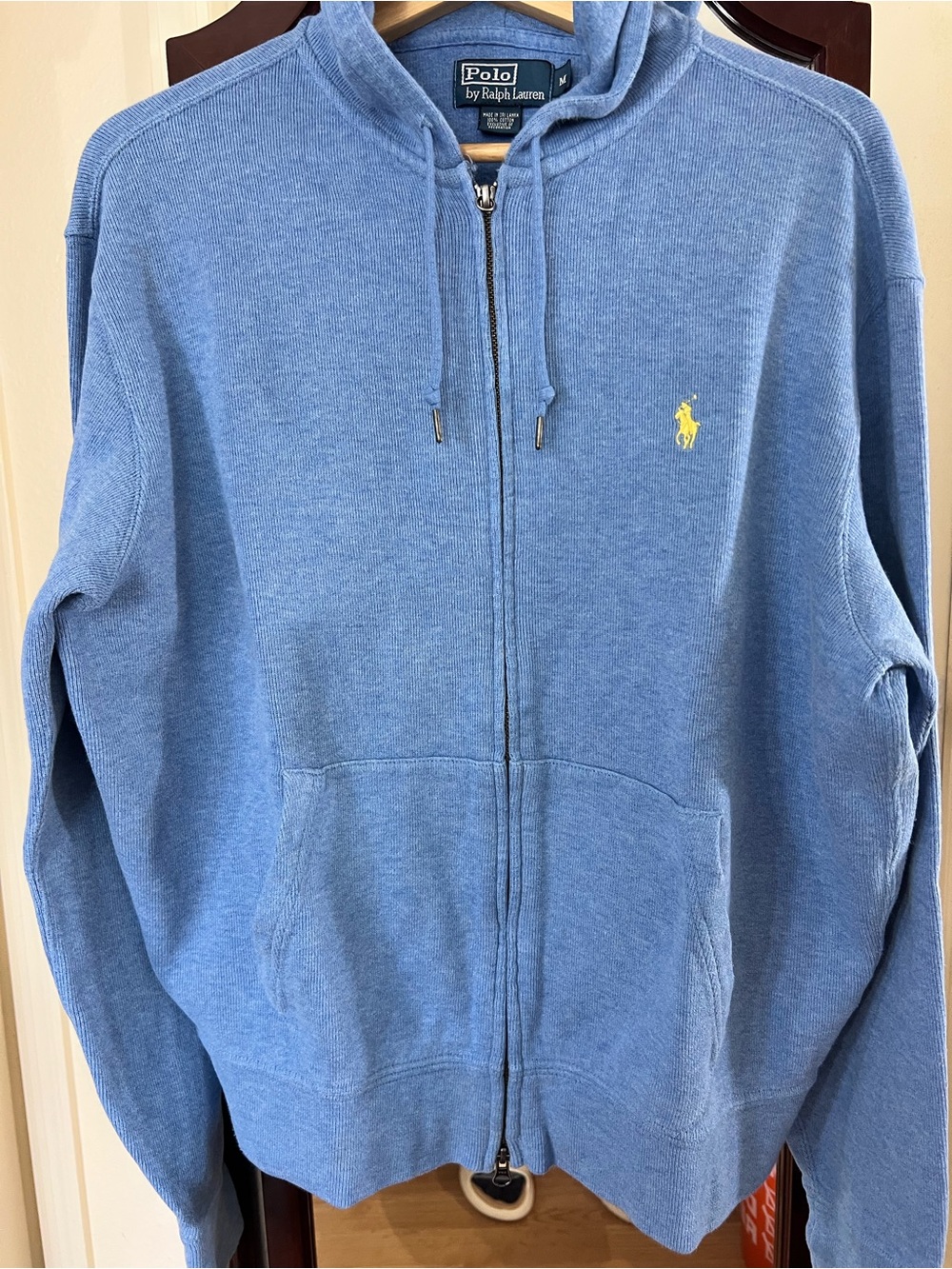 Polo by Ralph Lauren Light Blue Full‑Zip Hooded Sweater